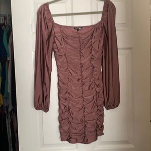 Keep Waiting Ruched Mini Dress